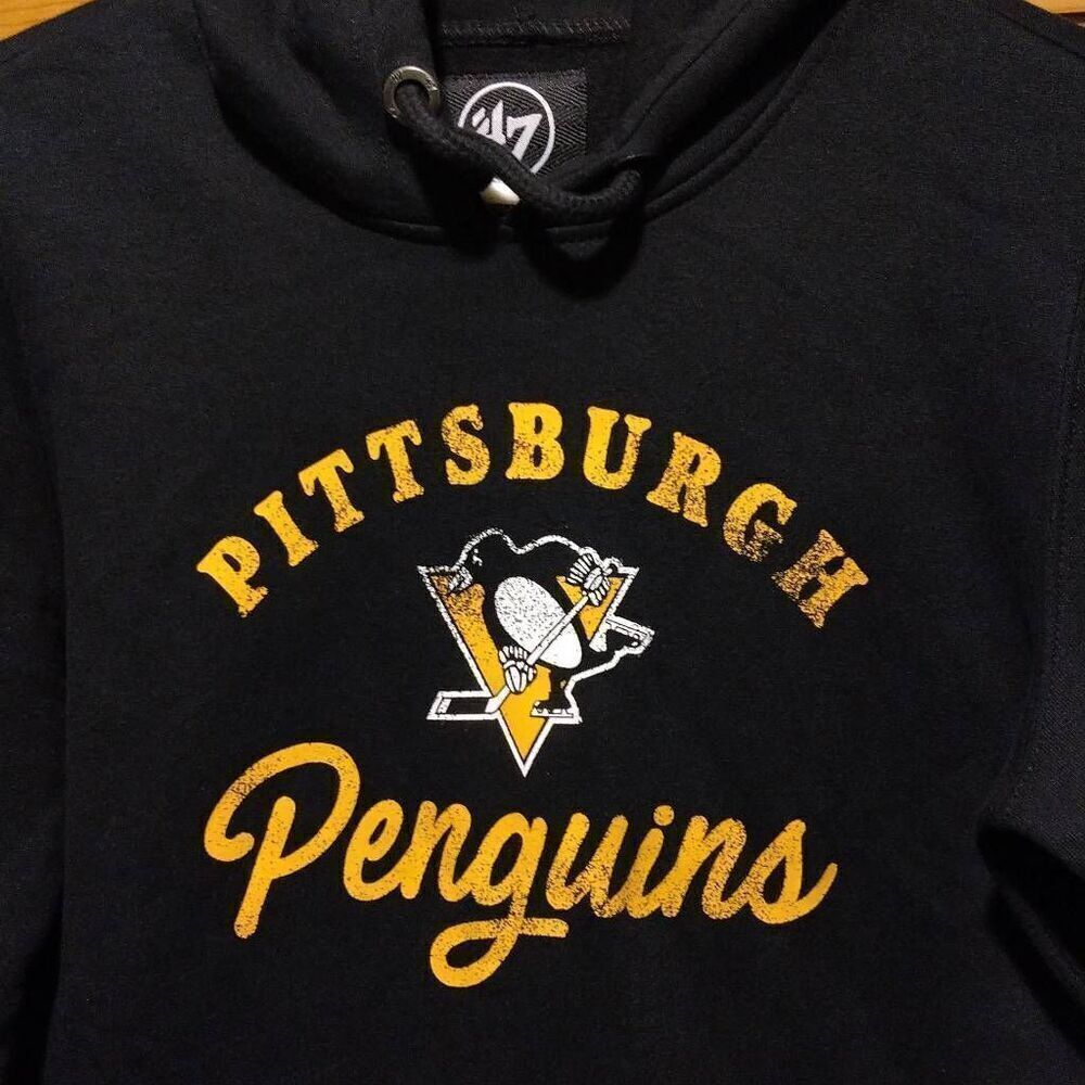 NHL Pittsburgh Penguins Hoodie by '47 Men's Black Kangaroo Pocket - Picture 9 of 10
